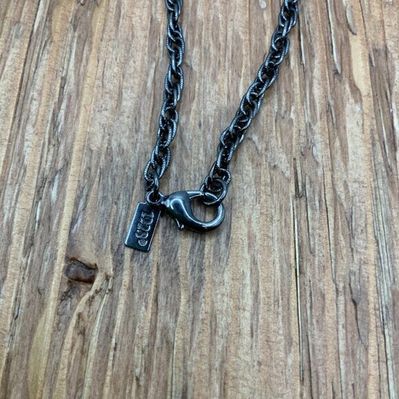 1928 Mosaic Style Green Deep Blue Faceted Pendant Gunmetal Chain Necklace - Picture 6 of 7